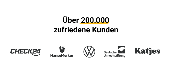 Über 200000 zufriedene rapidmail-Kunden: Check24, HanseMerkur, VW, Deutsche Umweltstiftung, Katjes 